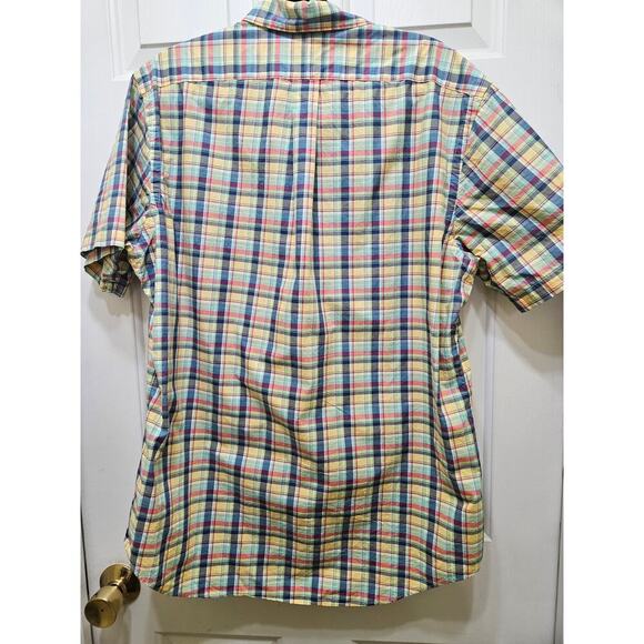 Ralph Lauren men's L cotton button up shirt, yellow multi plaid, preppy casual - Picture 5 of 7